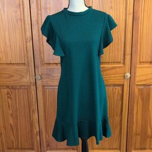 2 Hearts Green Ruffle Sleeve Mini Dress L              CC119